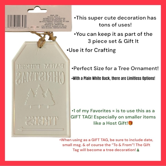 FARM FRESH CHRISTMAS TREE DECOR BUNDLE - 3 PIECES, ALL NEW WITH TAGS! - Picture 7 of 13